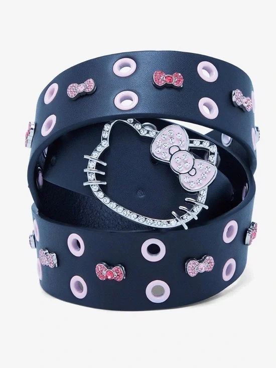 Hello Kitty bow bling Black and Pink Embellished Belt - Picture 1 of 5